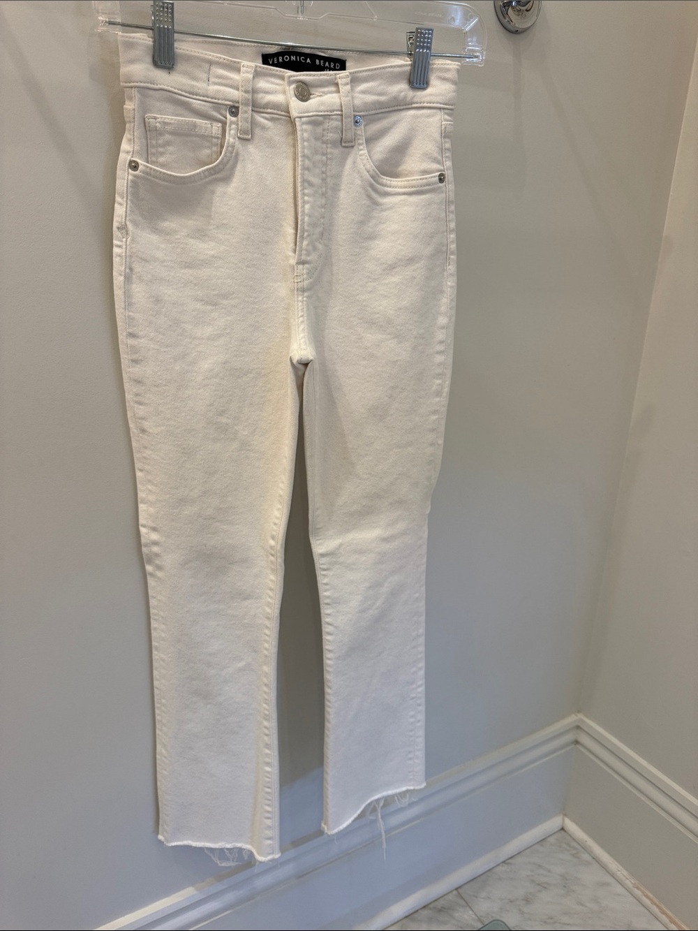 Veronica Beard  Carly kick Flare White High-Rise Crop Jeans